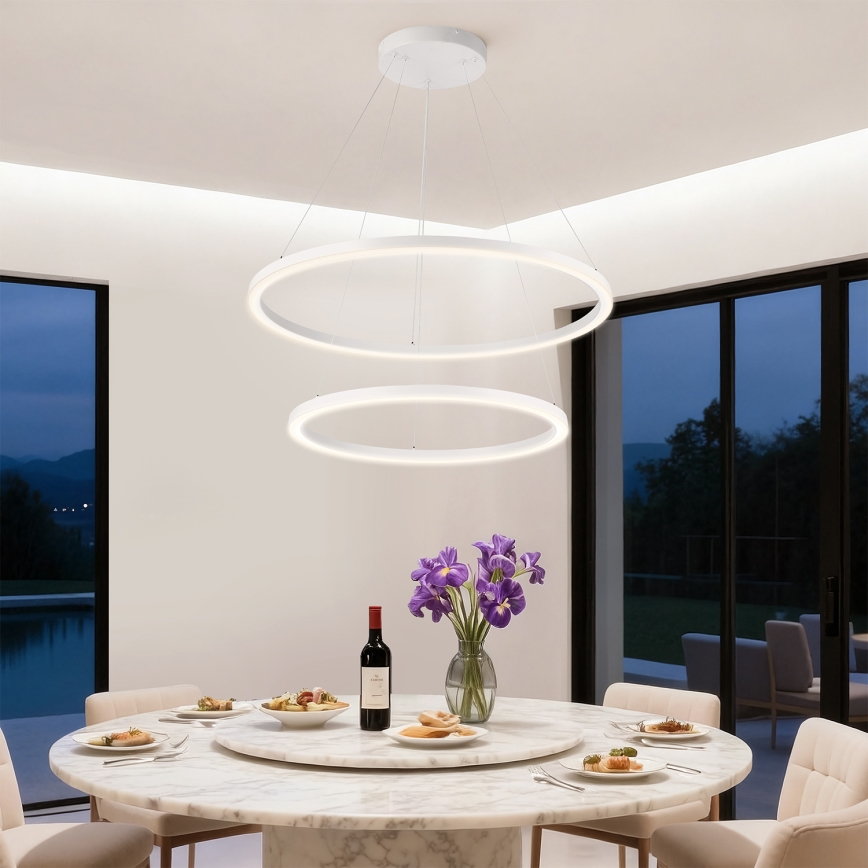 Brilagi - LED luster na sajli PORTOFINO s mogućnošću prigušivanja LED/98W/230V 3000-6000K Ø 80 cm bijela + daljinski upravljač