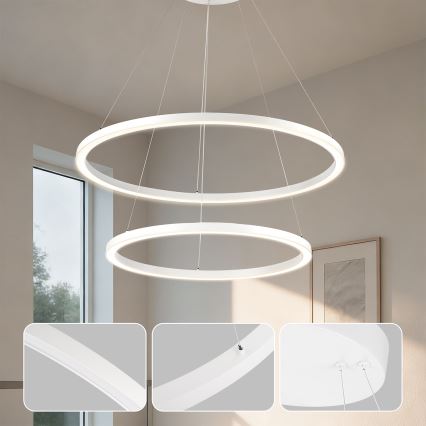 Brilagi - LED luster na sajli PORTOFINO s mogućnošću prigušivanja LED/98W/230V 3000-6000K Ø 80 cm bijela + daljinski upravljač