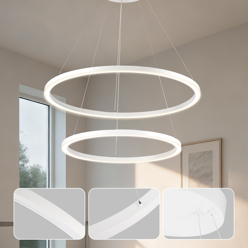 Brilagi - LED luster na sajli PORTOFINO s mogućnošću prigušivanja LED/98W/230V 3000-6000K Ø 80 cm bijela + daljinski upravljač