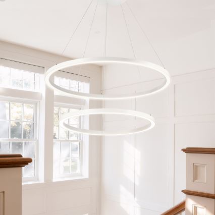 Brilagi - LED luster na sajli PORTOFINO s mogućnošću prigušivanja LED/98W/230V 3000-6000K Ø 80 cm bijela + daljinski upravljač