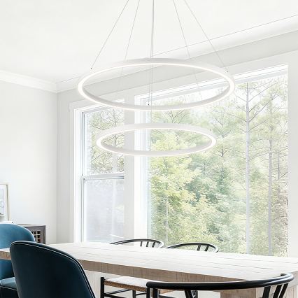 Brilagi - LED luster na sajli PORTOFINO s mogućnošću prigušivanja LED/98W/230V 3000-6000K Ø 80 cm bijela + daljinski upravljač