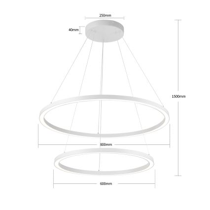 Brilagi - LED luster na sajli PORTOFINO s mogućnošću prigušivanja LED/98W/230V 3000-6000K Ø 80 cm bijela + daljinski upravljač