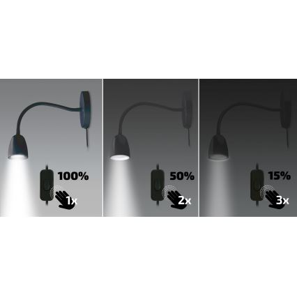 Brilagi - LED Prigušiva zidna lampica LED/4W/230V crna