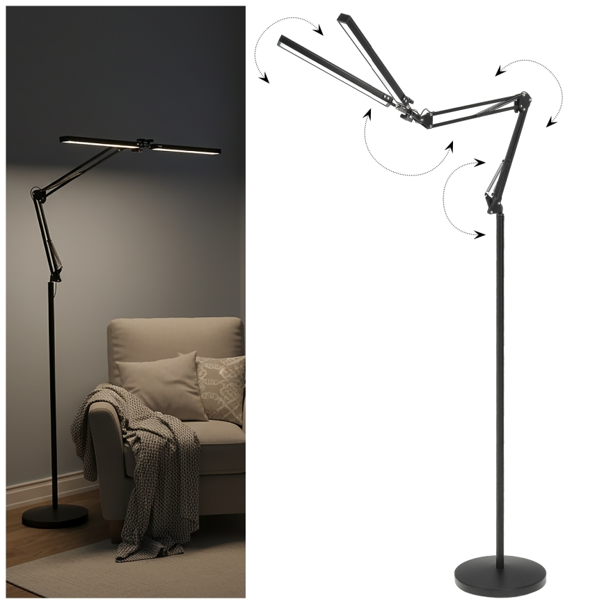 Brilagi - LED prigušivačka fleksibilna podna svjetiljka VARIO LED/14W/230V 3000-6000K 157 cm crna