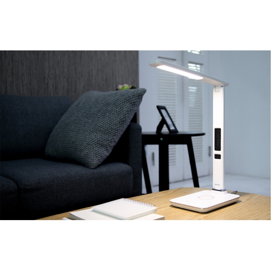Brilagi - Stolna LED lampa s podesivom svjetlinom, bežičnim QI punjenjem i USB-om REGINA LED/8,5W/230V bijela