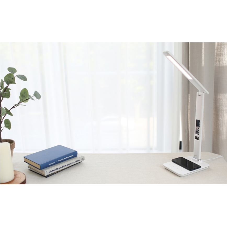 Brilagi - Stolna LED lampa s podesivom svjetlinom, bežičnim QI punjenjem i USB-om REGINA LED/8,5W/230V bijela