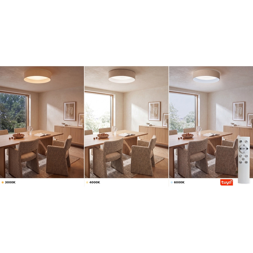 Brilagi - LED prigušivo stropno svjetlo VELVET SMARTIX STARS LED/24W/230V 3000-6000K promjer 45 cm u krem boji Wi-Fi Tuya Beacon + daljinski upravljač