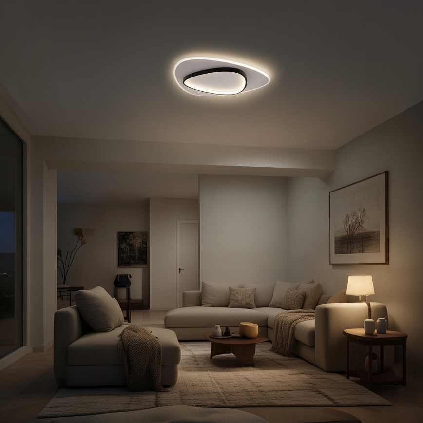 Brilagi - LED prigušiva stropna svjetiljka FLARE LED/70W/230V 3000-6000K 55x55 cm bijela/crna + daljinski upravljač