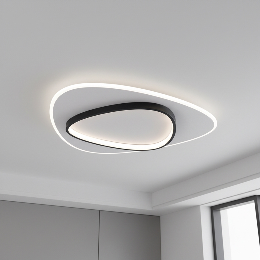 Brilagi - LED prigušiva stropna svjetiljka FLARE LED/70W/230V 3000-6000K 55x55 cm bijela/crna + daljinski upravljač