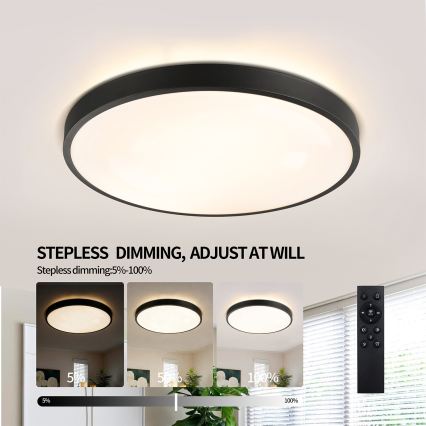 Brilagi - LED stropno svjetlo s prigušivanjem GLASS POOL DOUBLE LED/60W/230V 3000-6000K 50 cm crne boje + daljinski upravljač