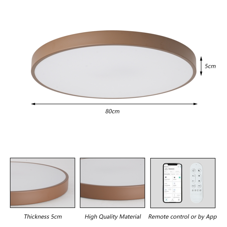 Brilagi - LED svjetiljka s prigušivanjem POOL SMART LED/100W/230V promjer 80 cm 3000-6000K Wi-Fi Tuya + daljinski upravljač smeđa