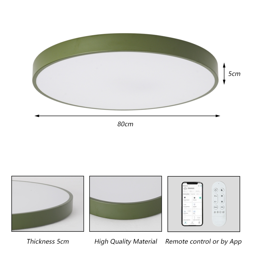 Brilagi - LED svjetiljka s prigušivanjem POOL SMART LED/100W/230V Ø 80 cm 3000-6000K Wi-Fi Tuya + daljinski upravljač, zelena