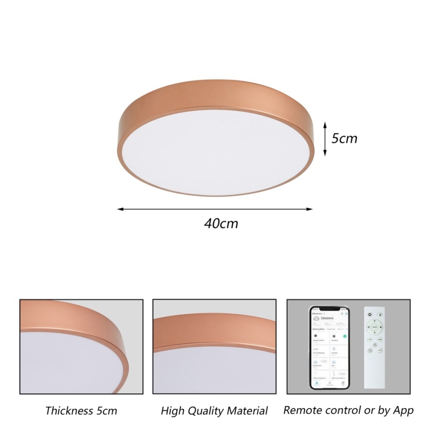 Brilagi - Prigušivo LED stropno svjetlo POOL SMART LED/48W/230V 3000-6000K promjer 40 cm Wi-Fi Tuya brončano + daljinski upravljač