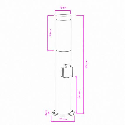 BRILAGI - LED vanjska svjetiljka s mogućnošću prigušivanja i utičnicom ELIA 1xE27/6W/230V 2700-6500K IP44 Wi-Fi 50 cm matirani krom