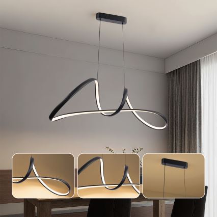 Brilagi - LED luster na sajli s mogućnošću prigušivanja TWISTER LED/60W/230V 3000-6000K crna + daljinsko upravljanje