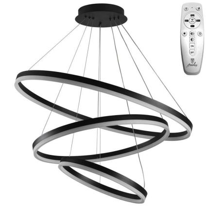 Brilagi - LED luster s prigušivanjem na sajli CIRCLE LED/125W/230V 3000-6500K Ø 80 cm crna + daljinski upravljač