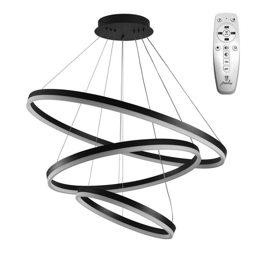 Brilagi - LED luster s prigušivanjem na sajli CIRCLE LED/125W/230V 3000-6500K Ø 80 cm crna + daljinski upravljač