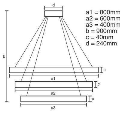 Brilagi - LED Prigušivi luster na sajli CIRCLE LED/125W/230V 3000-6500K crna + daljinski upravljač