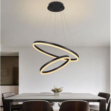 Brilagi - LED Prigušivi luster na sajli CIRCLE LED/70W/230V 3000-6500K crna + daljinski upravljač