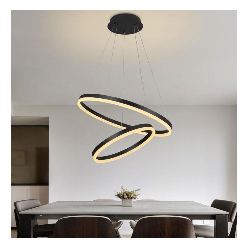Brilagi - LED Prigušivi luster na sajli CIRCLE LED/70W/230V 3000-6500K crna + daljinski upravljač