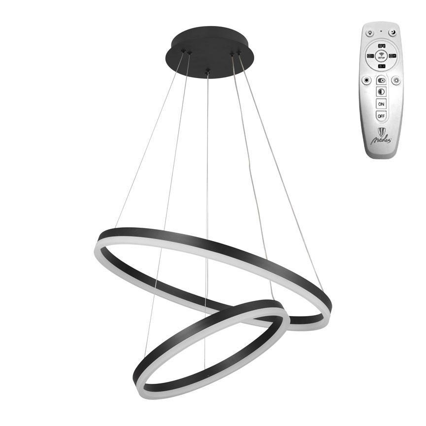Brilagi - LED Prigušivi luster na sajli CIRCLE LED/70W/230V 3000-6500K crna + daljinski upravljač