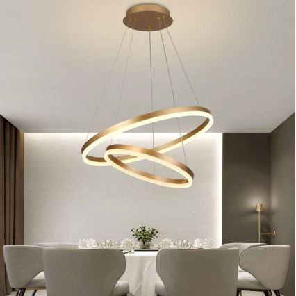 Brilagi - LED Prigušivi luster na sajli CIRCLE LED/70W/230V 3000-6500K zlatna + daljinski upravljač