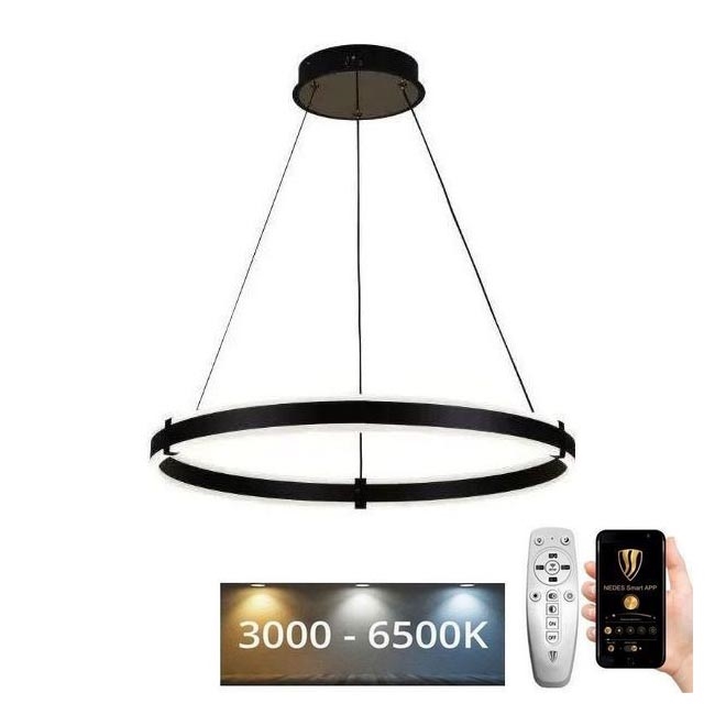 Brilagi - LED Prigušivi luster na sajli CIRCLE LED/85W/230V 3000-6500K crna + daljinski upravljač