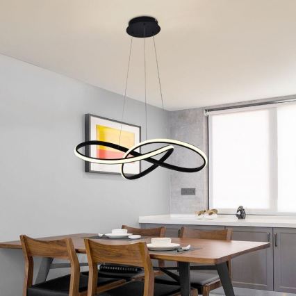 Brilagi - LED Prigušivi luster na sajli COSMOWAVE LED/70W/230V crna + daljinski upravljač