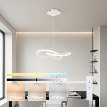 Brilagi - LED prigušivi luster na sajli INFINITY LED/55W/230V 3000-6000K 50x50 cm bijela + daljinski upravljač
