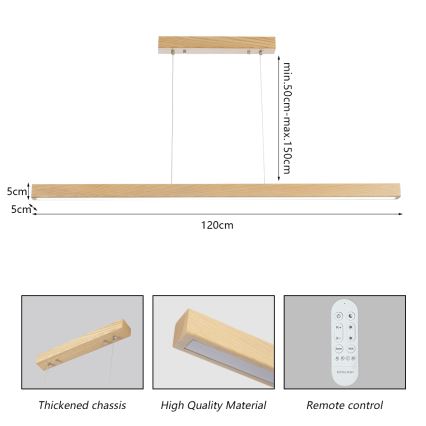 Brilagi - LED luster s mogućnošću prigušivanja na sajli OAK SMART LED/30W/230V Wi-Fi Tuya hrast + daljinski upravljač