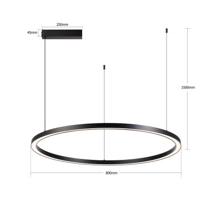 Brilagi - LED viseći luster na sajli PORTOFINO sa mogućnošću prigušivanja LED/60W/230V 3000-6000K Ø 80 cm crna + daljinski upravljač