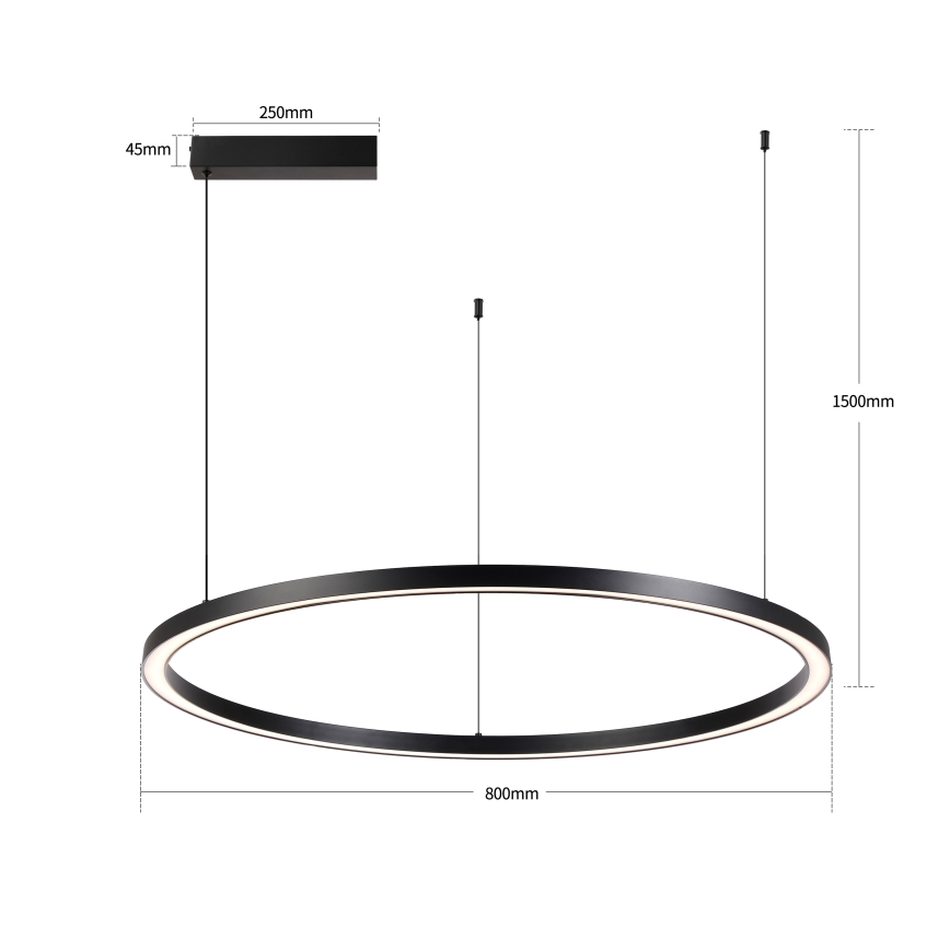Brilagi - LED viseći luster na sajli PORTOFINO sa mogućnošću prigušivanja LED/60W/230V 3000-6000K Ø 80 cm crna + daljinski upravljač