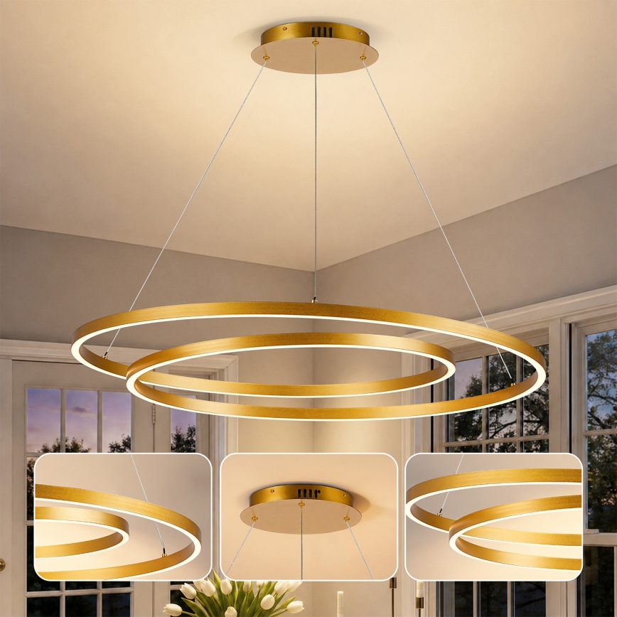 BRILAGI - Prigušivi LED luster na sajli TWISTER LED/105W/230V 3000–6000K promjer 100 cm zlatna + daljinski upravljač