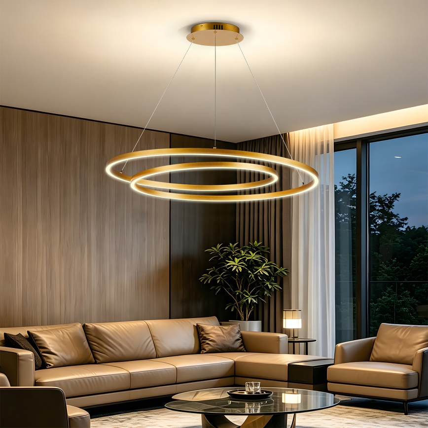 BRILAGI - Prigušivi LED luster na sajli TWISTER LED/105W/230V 3000–6000K promjer 100 cm zlatna + daljinski upravljač