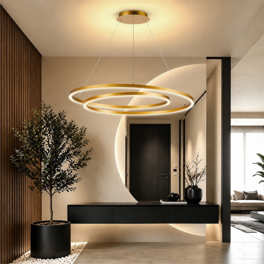 BRILAGI - Prigušivi LED luster na sajli TWISTER LED/105W/230V 3000–6000K promjer 100 cm zlatna + daljinski upravljač