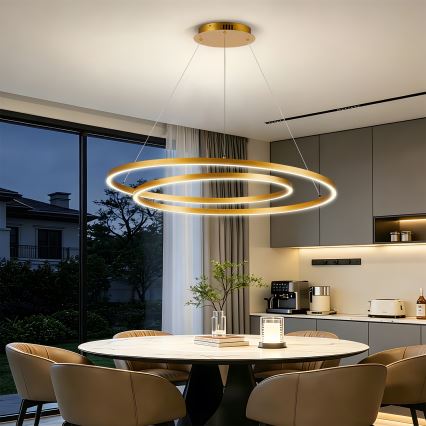 BRILAGI - Prigušivi LED luster na sajli TWISTER LED/105W/230V 3000–6000K promjer 100 cm zlatna + daljinski upravljač