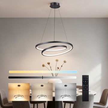 Brilagi - LED prigušivi luster na sajli TWISTER LED/48W/230V 3000-6000K pr. 50 cm crna + daljinsko upravljanje