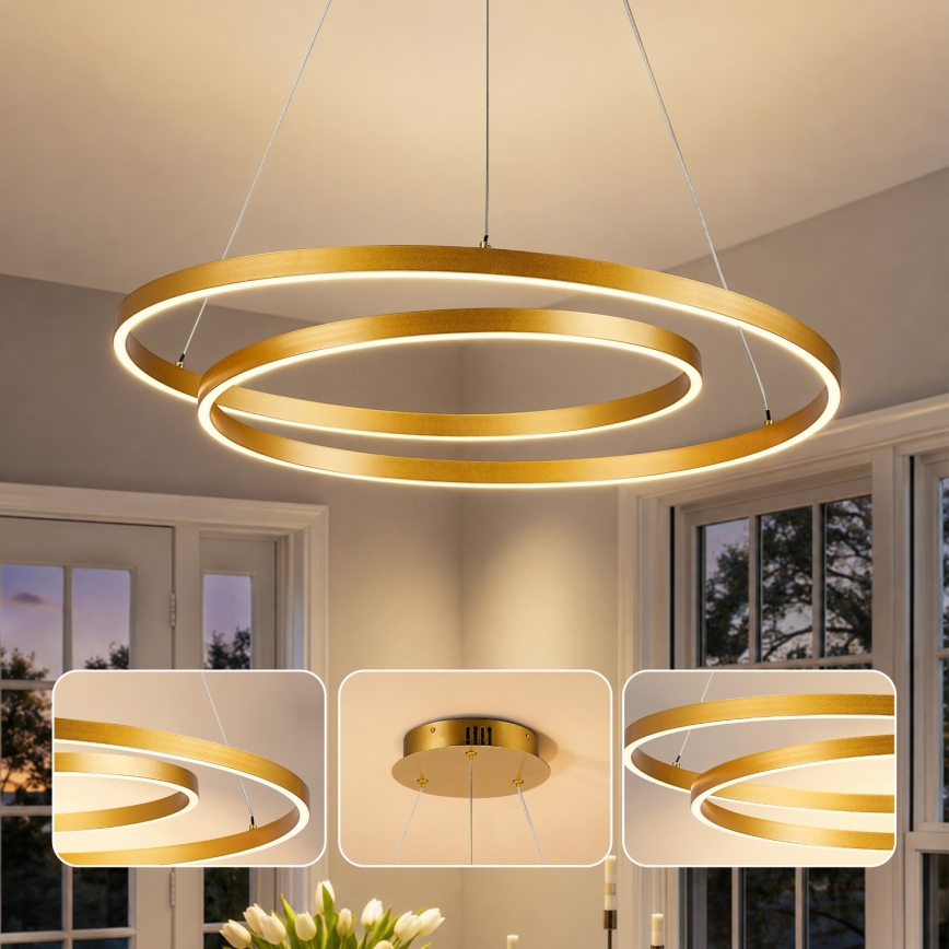 Brilagi - LED prigušivi luster na sajli TWISTER LED/75W/230V 3000-6000K promjer 70 cm zlatna + daljinski upravljač