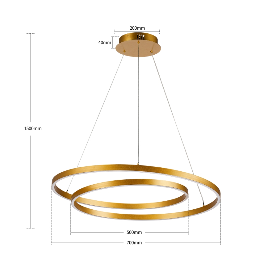 Brilagi - LED prigušivi luster na sajli TWISTER LED/75W/230V 3000-6000K promjer 70 cm zlatna + daljinski upravljač