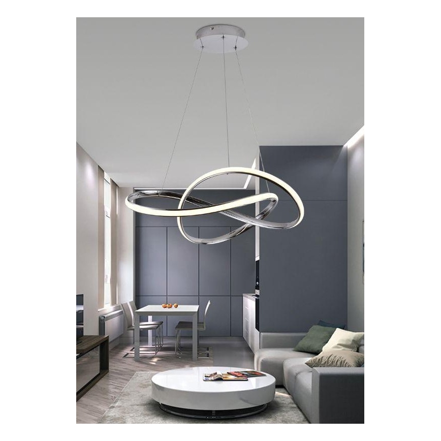 Brilagi - LED prigušivački luster na užetu COSMOWAVE LED/70W/230V sjajni krom + daljinski upravljač