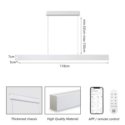 Brilagi - LED Prigušivi luster na sajli SLEEKLINE SMART LED/40W/230V 3000-6000K Wi-Fi Tuya bijela + daljinski upravljač