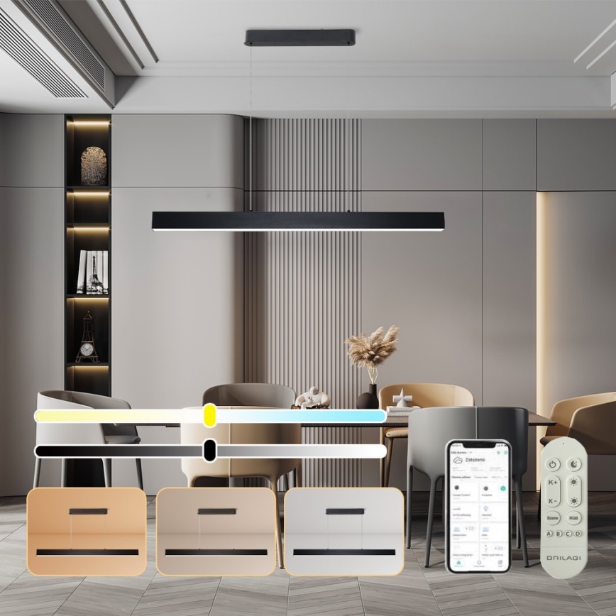 Brilagi - LED Prigušivi luster na sajli SLEEKLINE SMART LED/40W/230V 3000-6000K Wi-Fi Tuya crna + daljinski upravljač