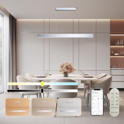 Brilagi - LED Prigušivi luster na sajli SLEEKLINE SMART LED/40W/230V 3000-6000K Wi-Fi Tuya srebrna + daljinski upravljač