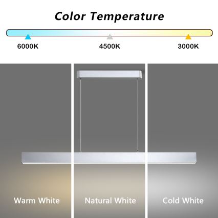 Brilagi - LED Prigušivi luster na sajli SLEEKLINE SMART LED/40W/230V 3000-6000K Wi-Fi Tuya srebrna + daljinski upravljač