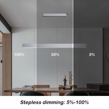 Brilagi - LED Prigušivi luster na sajli SLEEKLINE SMART LED/40W/230V 3000-6000K Wi-Fi Tuya srebrna + daljinski upravljač