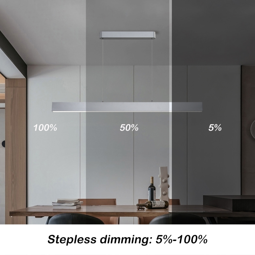 Brilagi - LED Prigušivi luster na sajli SLEEKLINE SMART LED/40W/230V 3000-6000K Wi-Fi Tuya srebrna + daljinski upravljač