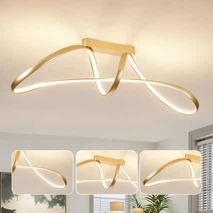 Brilagi - LED stropni luster TWISTER LED/60W/230V 3000-6000K zlatni, s mogućnošću prigušivanja + daljinski upravljač