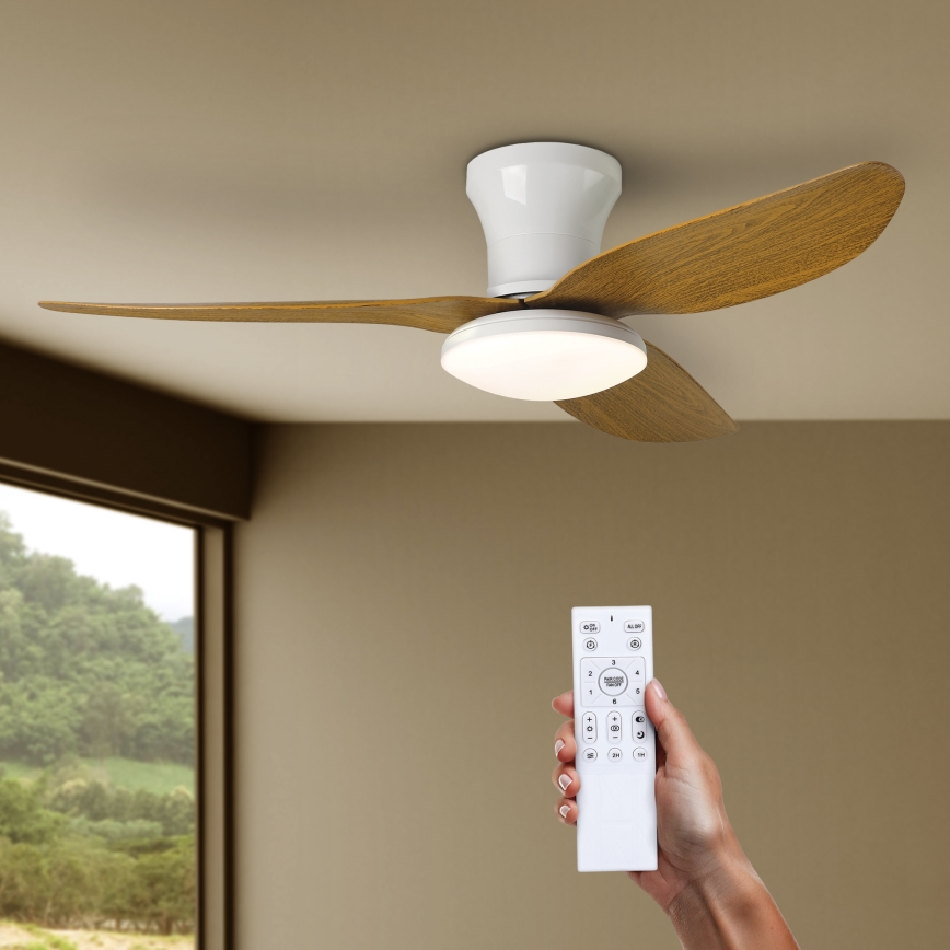 Brilagi - LED Prigušivi stropni ventilator LED/30W/230V 3000-6500K bijela/smeđa + daljinski upravljač