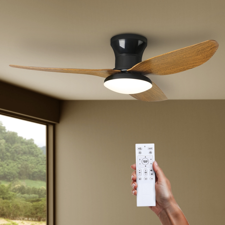 Brilagi - LED Prigušivi stropni ventilator LED/30W/230V 3000-6500K crna/smeđa + daljinski upravljač