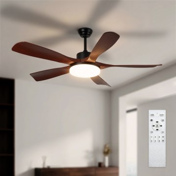 Brilagi - LED prigušivi stropni ventilator LED/34W/230V 3000-6500K, promjer 132 cm, crna/smeđa + daljinski upravljač